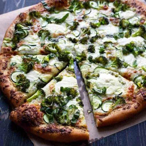 Green Vegetable Pesto Garden Party Vegetarian Pizza