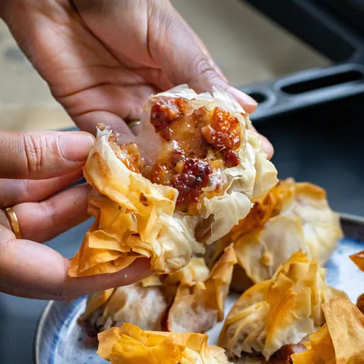 Crispy Sausage, Brie and Cranberry Parcels