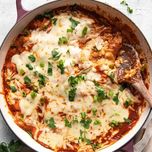 Skillet Chicken Enchiladas With Red Enchilada Sauce