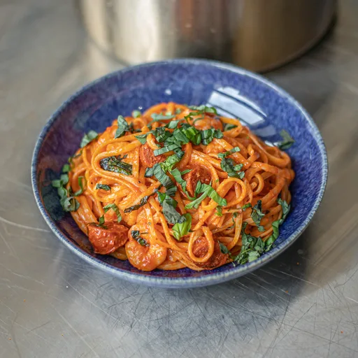 Linguine con Langostinos y Chorizo