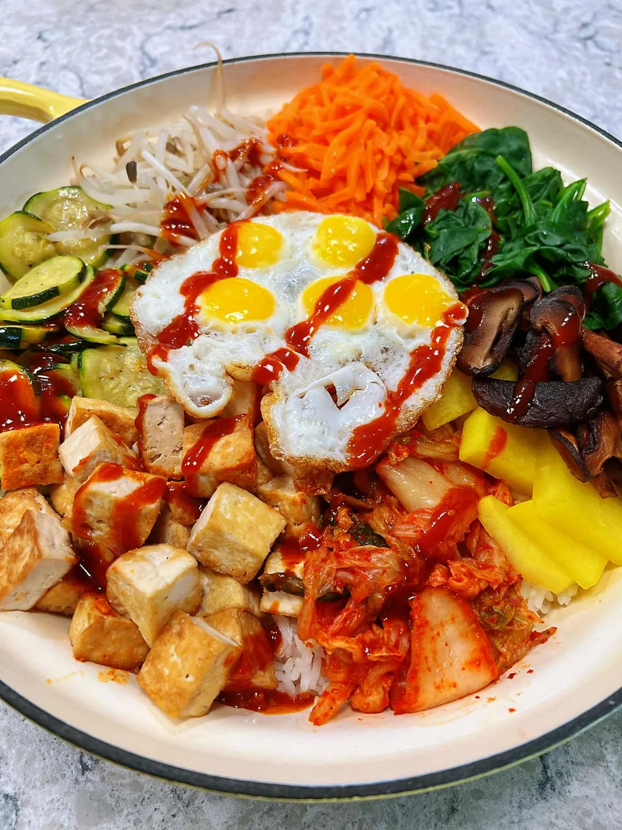 Vegan Bibimbap with Tofu - if you ignore the eggs