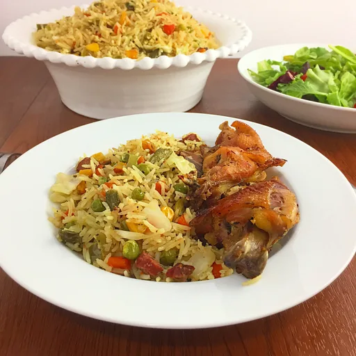 Arroz frito con coco nigeriano al horno