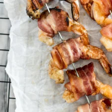 Grilled Bacon Wrapped Shrimp Skewers