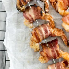 Grilled Bacon Wrapped Shrimp Skewers