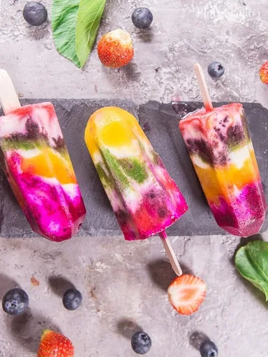 Rainbow Fruit Popsicles