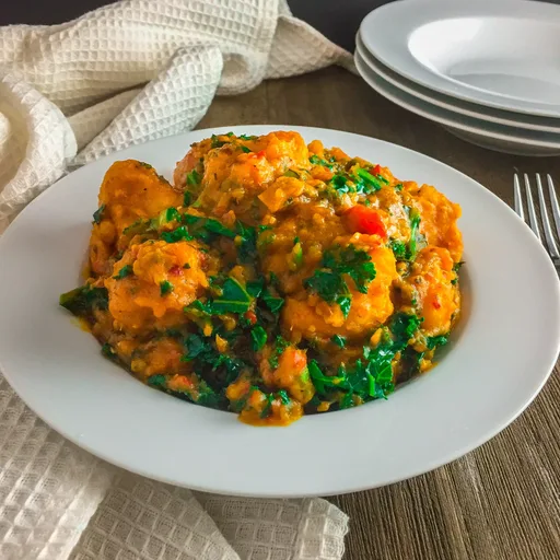 Delicious vegetable yam porridge