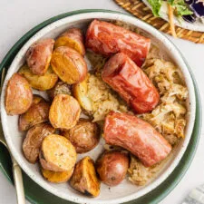 Sheet Pan Baked Kielbasa and Sauerkraut Recipe