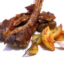 Marinated Greek Lamb Chops with Roast Potatoes (Paidakia)
