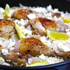 Lemony Greek Rice Pilaf (Pilafi) Recipe with Chicken legs