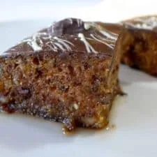 Sumptuous Walnut Syrup Cake Covered with Chocolate Ganache