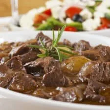 Traditional Greek lemon beef stew recipe (Moschari lemonato)
