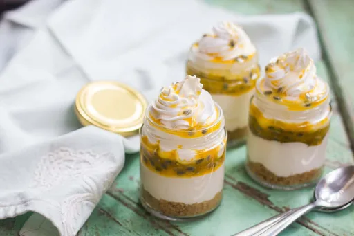 8 ingredient Passion Fruit Cheesecake Jars