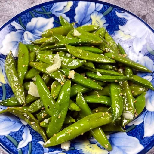 Oven Roasted Sugar Snap Peas with Garlic & Sesame Recipe