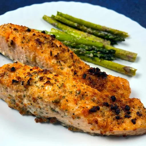 Air Fryer Garlic Parmesan Salmon with Asparagus Recipe