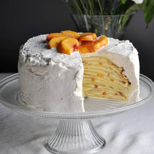 Peaches and Cream Crepe Cake