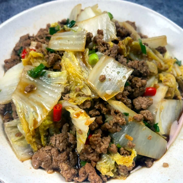 Savory Ground Pork with Napa Cabbage