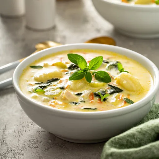 Sopa de Pollo y ñoquis