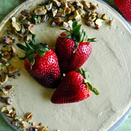 Fresh Strawberry Cake with Pistachio Buttercream