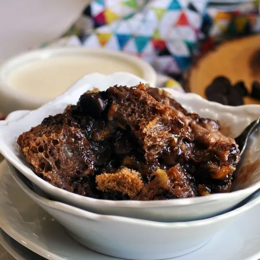 Chocolate Banana Sourdough Bread Pudding