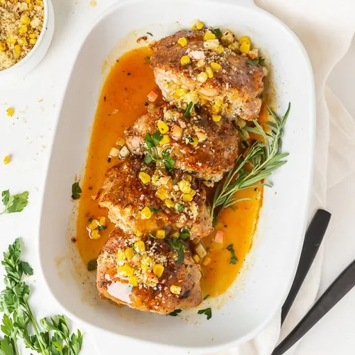 Chuletas de cerdo rellenas y jugosas