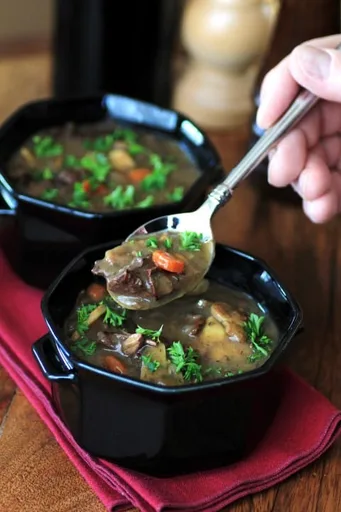 Beef, Wine and Mushroom Soup