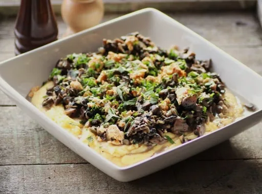 Mushroom Ragout over Creamy Polenta