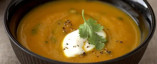 Carrot and cumin soup with fresh coriander