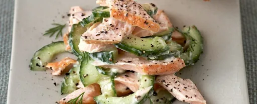 Salmon with cucumber salad
