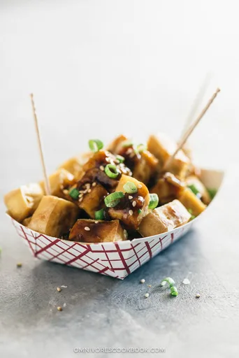 Crispy Tofu with Garlic Sauce (without Deep-Frying)