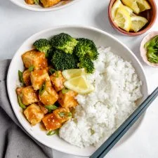 Sticky Lemon Tofu (Date Sweetened)