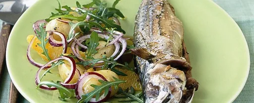 Grilled mackerel with orange salad