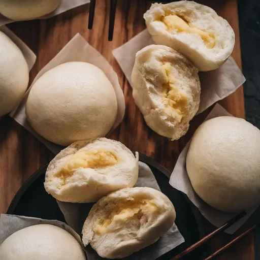 Chinese Steamed Custard Buns (nai wong bao, 奶黄包)