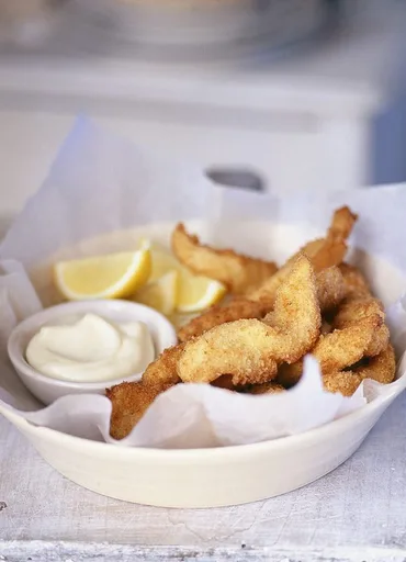Spiced sole goujons with lemon mayo
