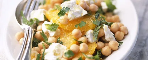 Chickpea, mint, orange and feta salad