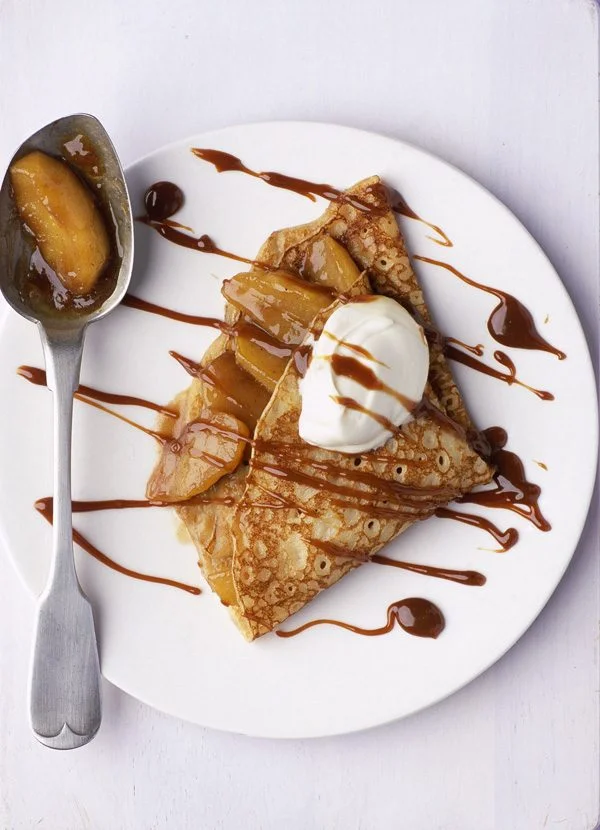 Toffee apple and calvados pancakes