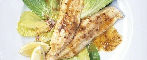 Lemon sole with miso lemon butter sauce