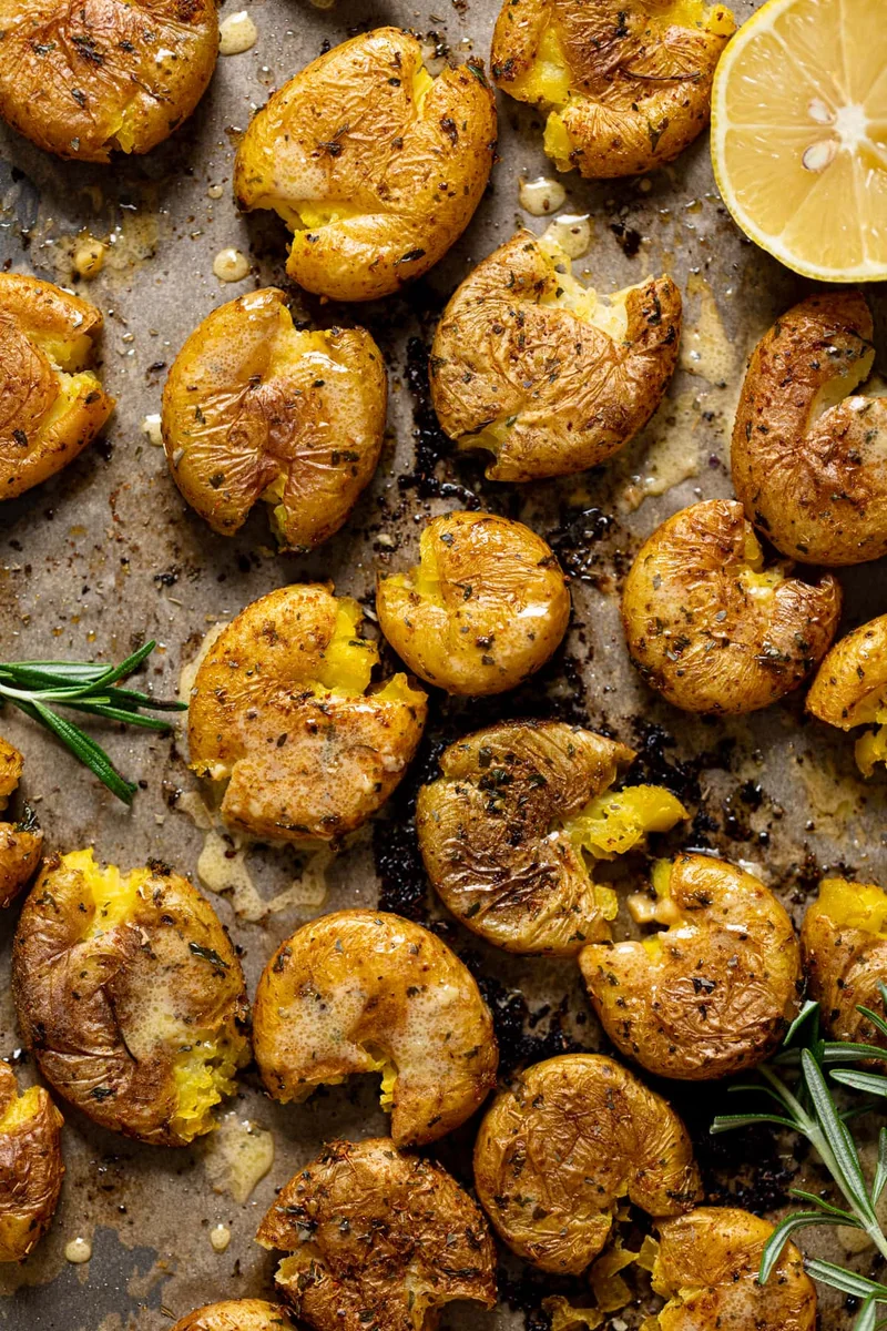 Crispy Garlic Herb Smashed Potatoes