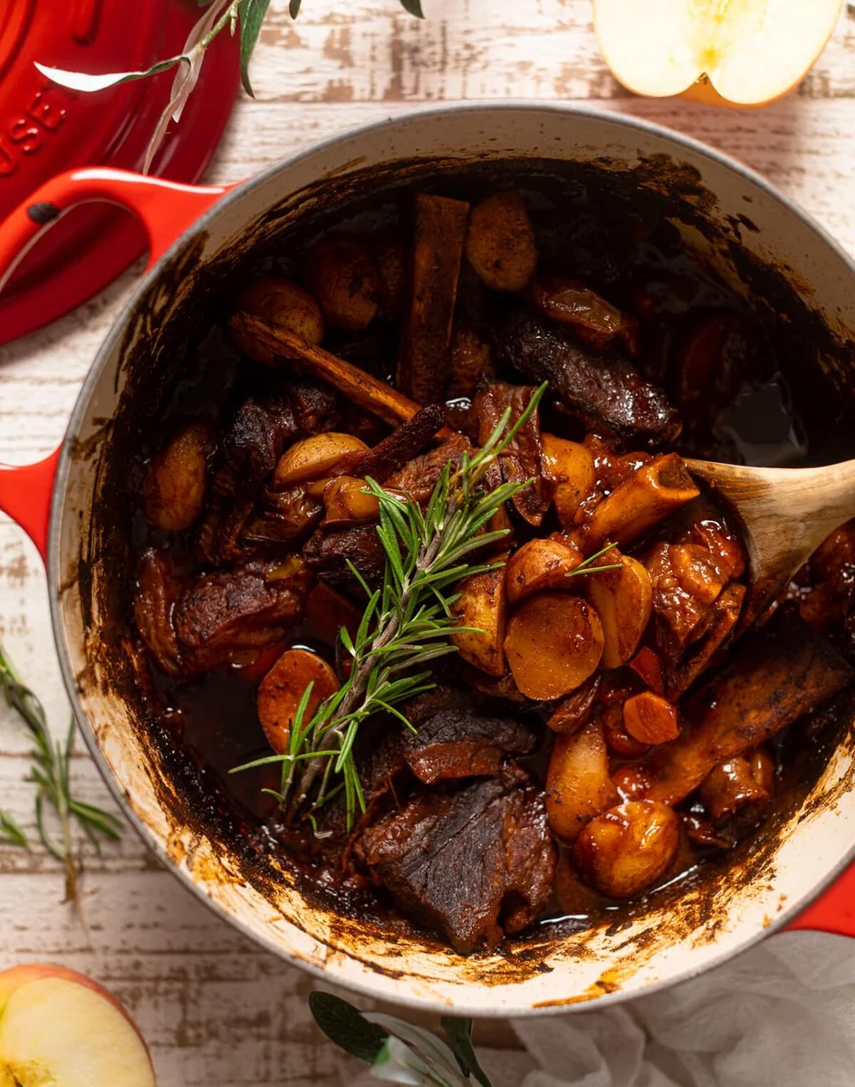 Braised Apple BBQ Ribs + Potatoes
