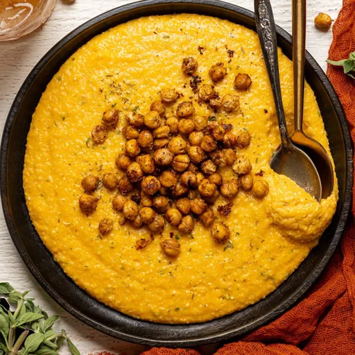 Creamy Southern Sweet Potato Grits with Chickpeas