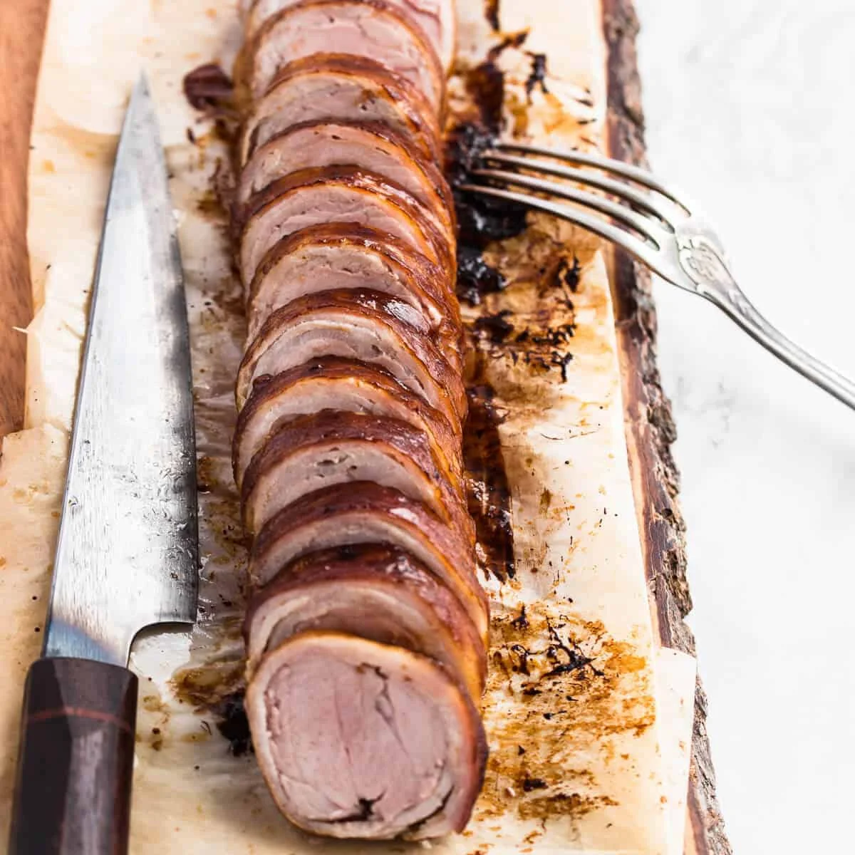 Bacon Wrapped Pork Tenderloin With Teriyaki Glaze
