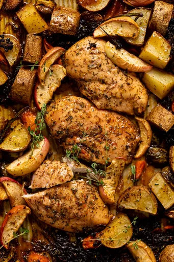 Sheet Pan Maple Apple Chicken + Veggies
