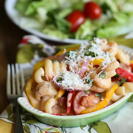 Creamy Cajun Pasta with Peppers and Smoked Sausage