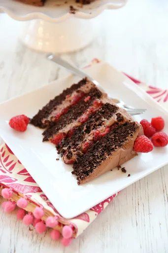 Chocolate Mousse Cake with Raspberries