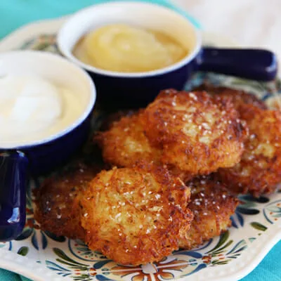Crispy Yukon Gold Latkes {Potato Pancakes}