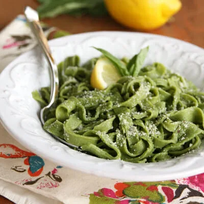 Homemade Spinach-Basil Pasta