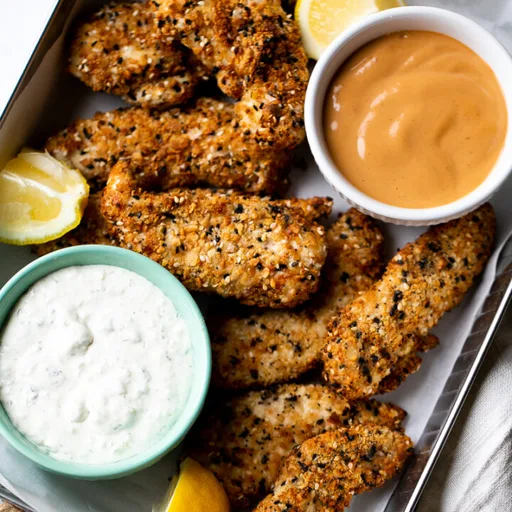 Tenders de poulet à l’assaisonnement everything bagel (à la friteuse à air ou au four)