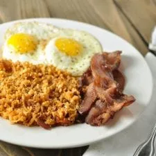 Fried Radish and Cauliflower Hash Browns with Bacon - Paleo, Low Carb