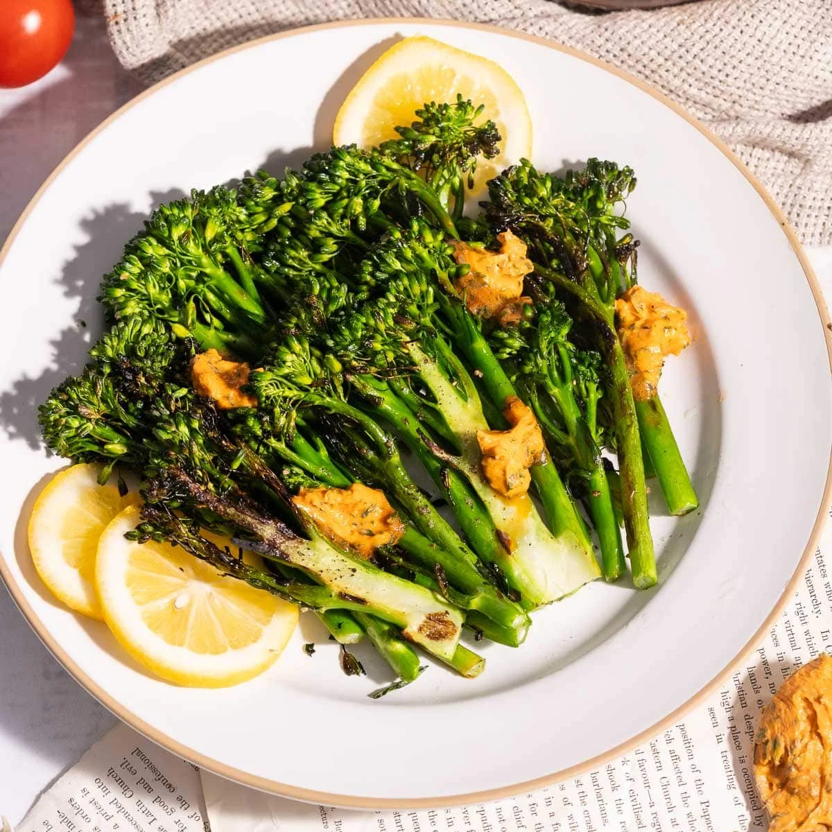 Grilled Broccolini with Tomato Butter