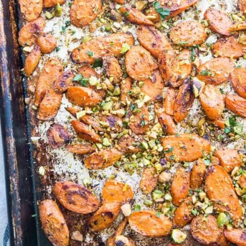 Moroccan Roasted Carrots with Pistachio Gremolata