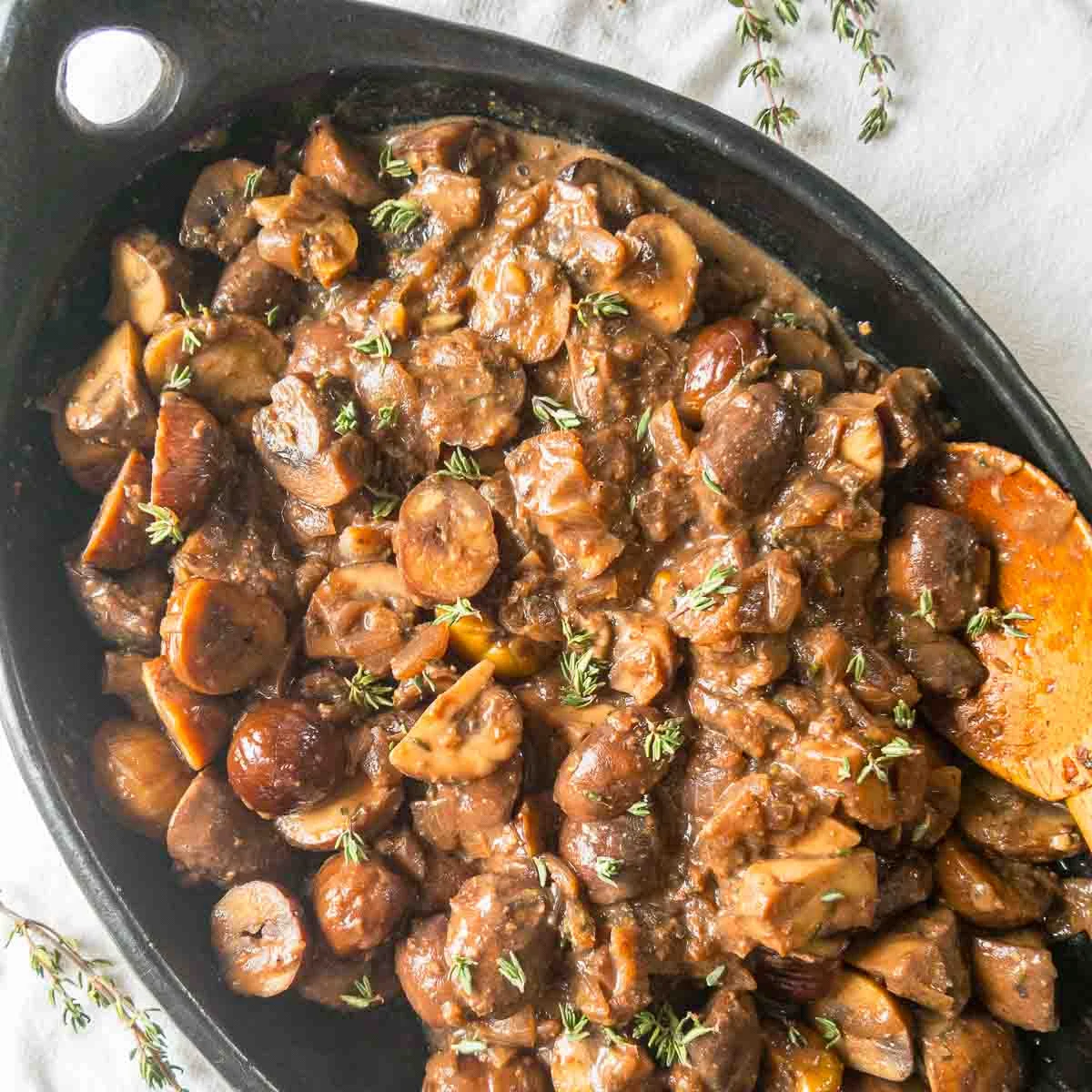 Madeira Mushrooms with Roasted Chestnuts